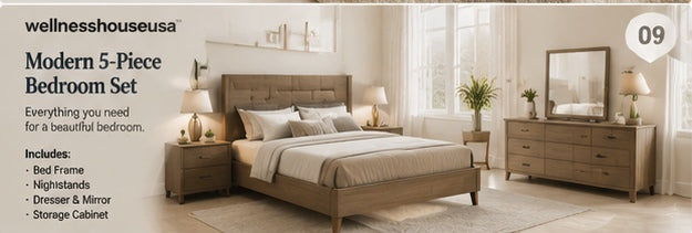 ๐ฐ๐๐ฅ๐ฅ๐ง๐๐ฌ๐ฌ๐ก๐จ๐ฎ๐ฌ๐๐ฎ๐ฌ๐โข Modern 5-Piece Bedroom Furniture Set