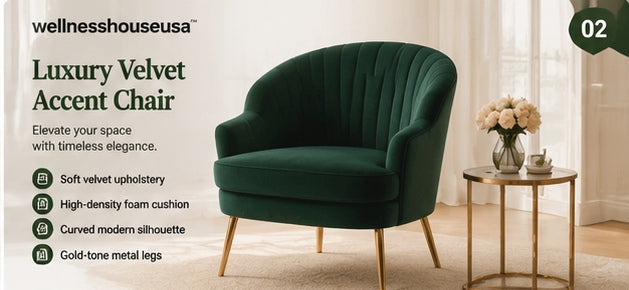 𝐰𝐞𝐥𝐥𝐧𝐞𝐬𝐬𝐡𝐨𝐮𝐬𝐞𝐮𝐬𝐚™ Luxury Velvet Accent Chair