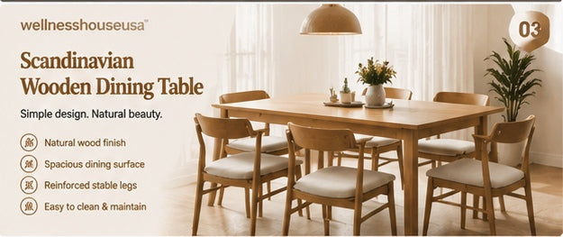 𝐰𝐞𝐥𝐥𝐧𝐞𝐬𝐬𝐡𝐨𝐮𝐬𝐞𝐮𝐬𝐚™ Scandinavian Wooden Dining Table